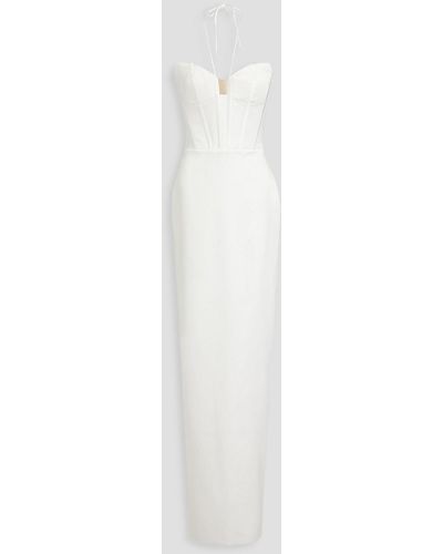 Rasario Tulle-trimmed Twill Maxi Dress - White