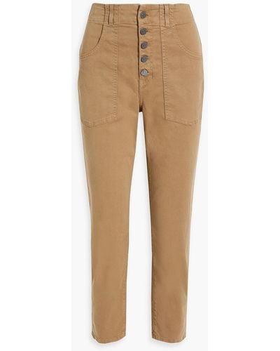 Veronica Beard Arya Cropped Cotton-blend Twill Tapered Pants - Natural