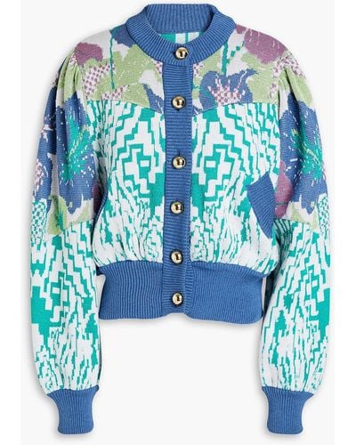 Hayley Menzies Jacquard-knit Cardigan - Blue