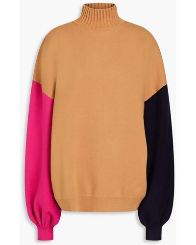 ROKSANDA Color-block Knitted Turtleneck Sweater - Brown