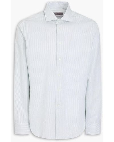 Canali Gestreiftes hemd aus baumwoll-seersucker - Weiß