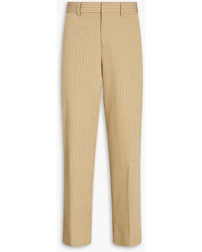 Petar Petrov Striped Cotton-blend Jacquard Straight-leg Trousers - Natural