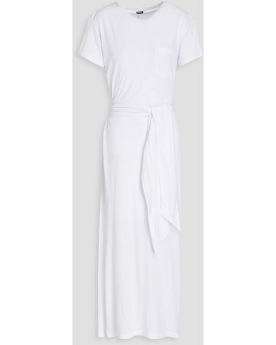 Monrow Belted Cotton-jersey Midi Dress - White