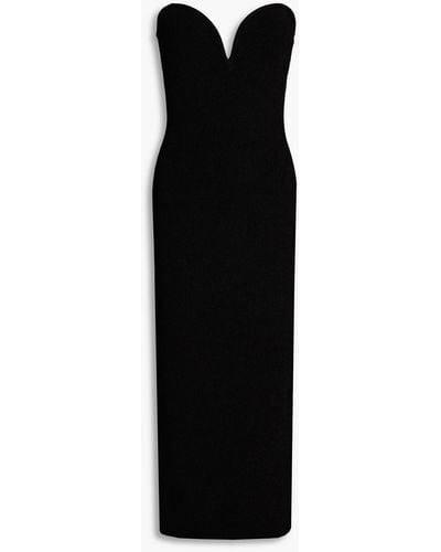 Galvan London Thalia Strapless Ribbed-knit Midi Dress - Black