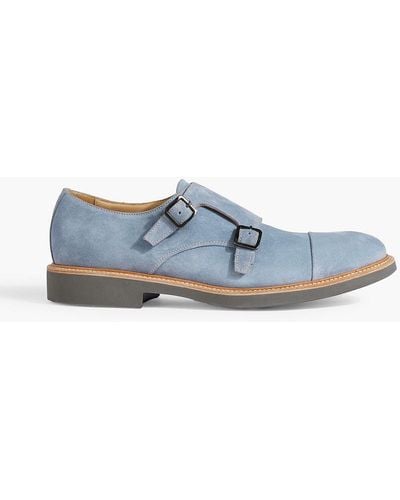 Canali Suede Monk-strap Shoes - Blue