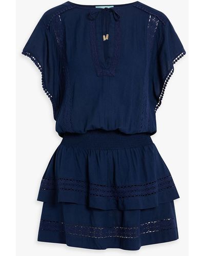 Melissa Odabash Georgie Crocheted Lace-trimmed Voile Mini Dress - Blue