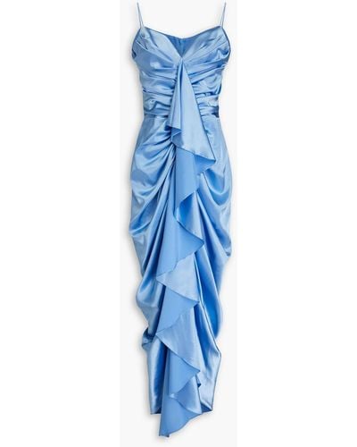 Rasario Ruffled Twill Midi Dress - Blue