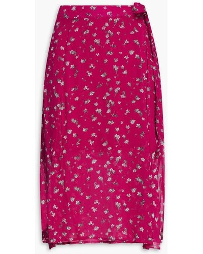 Rag & Bone Lily Floral-print Georgette Wrap Skirt - Pink