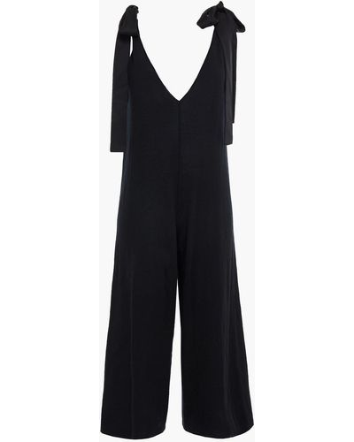 RED Valentino Cropped Tie-detailed Wool Jumpsuit - Black