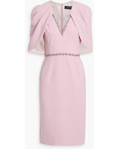 Jenny Packham Cape-effect Crystal-embellished Crepe Dress - Pink