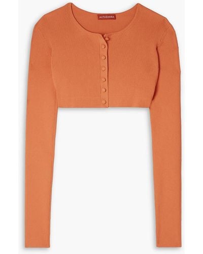 Altuzarra Blazar Cropped Ribbed-knit Cardigan - Orange