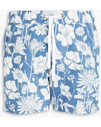 Onia Mid-length Floral-print Swim Shorts - Blue