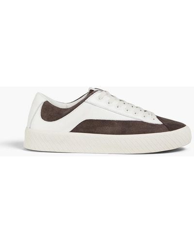 BY FAR Rodina Perforated Leather And Suede Trainers - Grey