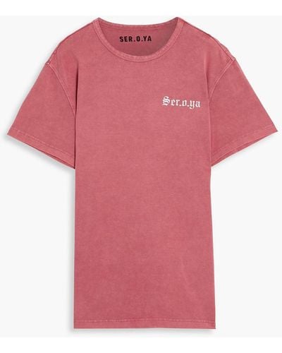 SER.O.YA Jordan Printed Stretch-cotton Jersey T-shirt - Pink