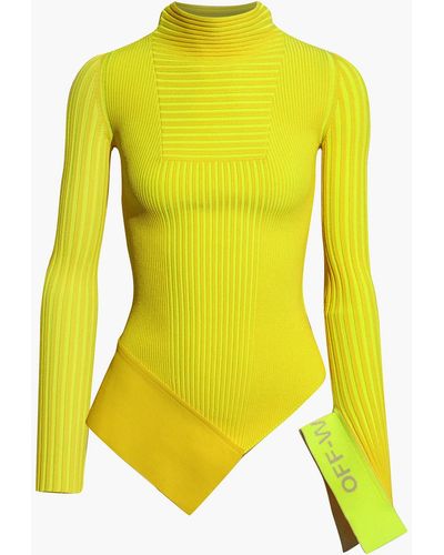 Off-White c/o Virgil Abloh Asymmetric Neon Ribbed-knit Turtleneck Sweater - Yellow