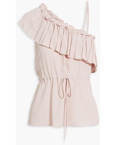 RED Valentino Asymmetric Ruffled Crepe Top - Pink