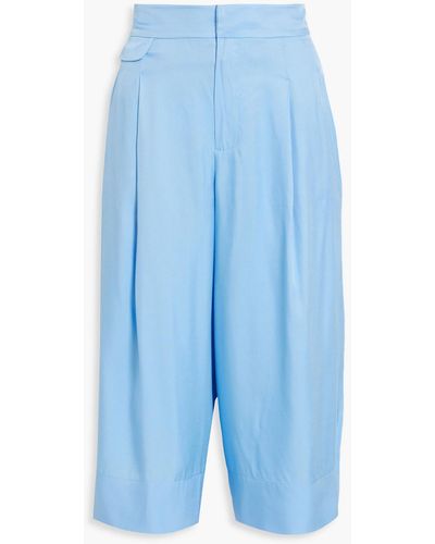 Equipment Giverny Pleated Charmeuse Culottes - Blue