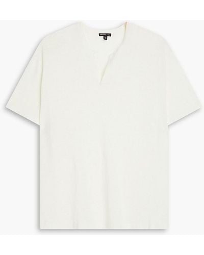 James Perse Linen-blend Jersey Henley T-shirt - White