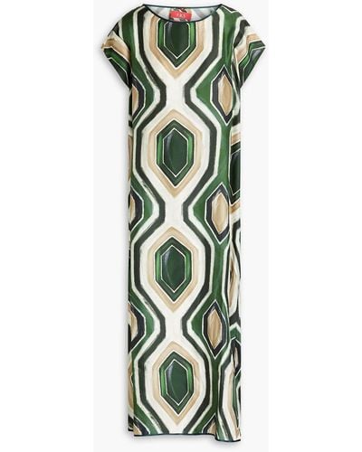 F.R.S For Restless Sleepers Leone Printed Silk-twill Maxi Dress - Green