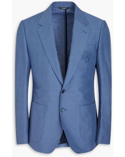 Dolce & Gabbana Linen And Cotton-blend Blazer - Blue