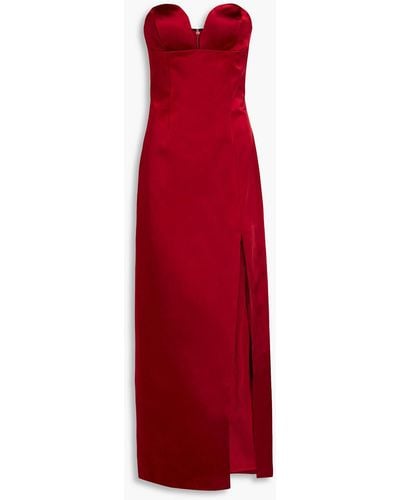 Sara Battaglia Strapless Satin Maxi Dress - Red