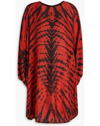 Raquel Allegra Grace Tie-dyed Silk Top - Red