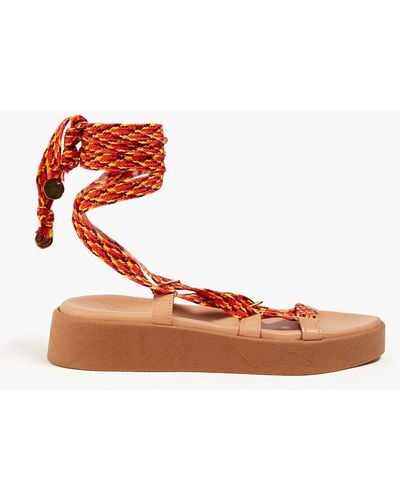 Ancient Greek Sandals Evelina Braided Rope Platform Sandals - Orange