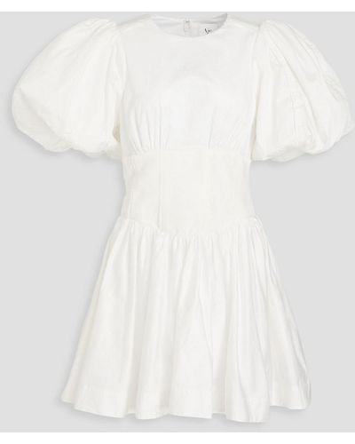 Aje. Gianna Gathered Cotton-poplin Mini Dress - White