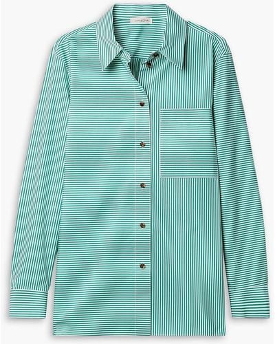 Lafayette 148 New York Greyson Striped Cotton-poplin Shirt - Green