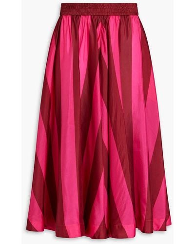 Zimmermann Two-tone Silk-voile Midi Skirt - Red