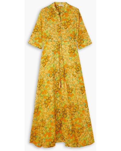 Tory Burch Maxikleid aus baumwoll-voile mit floralem print - Gelb