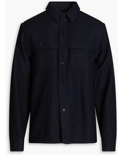 Sandro Wool-blend Flannel Overshirt - Blue