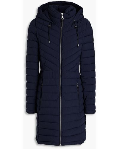 DKNY Quilted Shell Hooded Coat - Blue