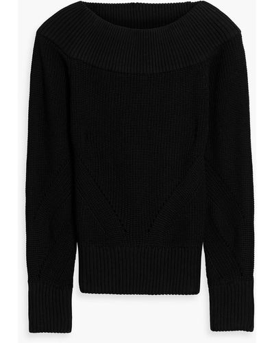 SER.O.YA Angelina Off-the-shoulder Cotton Sweater - Black