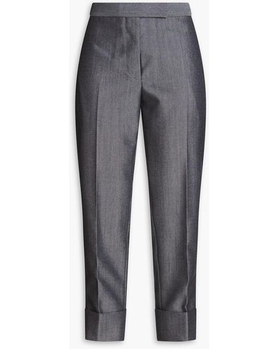 Thom Browne Cropped Wool And Mohair-blend Tapered Trousers - Grey