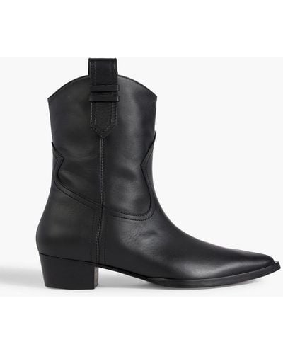 FRAME Le Dallas Leather Cowboy Boots - Black