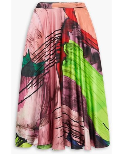 ROKSANDA Ambrosia Printed Silk-satin Midi Skirt - Pink