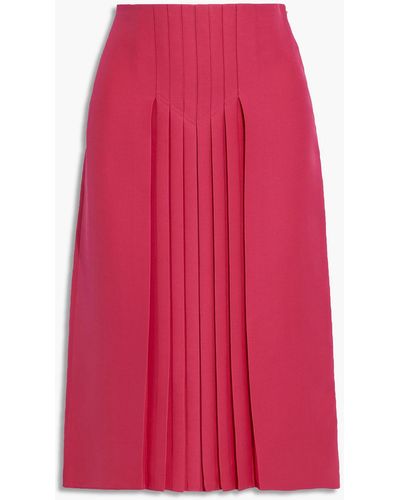 Valentino Garavani Pleated Silk And Wool-blend Crepe Skirt - Pink