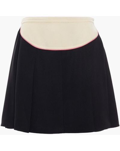 Valentino Garavani Pleated Two-tone Faille Mini Skirt - Black