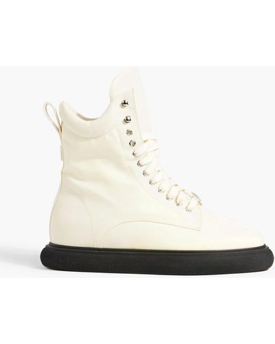 The Attico Selene Leather-trimmed Shell Combat Boots - White