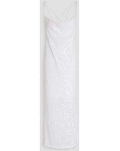 ROTATE BIRGER CHRISTENSEN Sequined Ribbed-knit Midi Dress - White