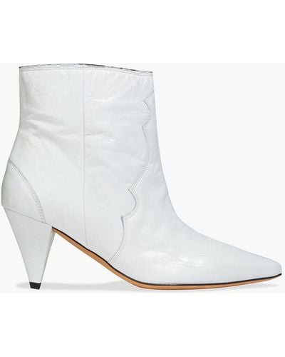 IRO Cotopa Crinkled-leather Ankle Boots - White