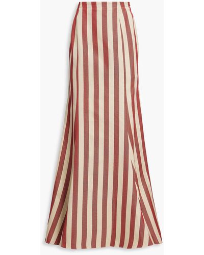 Rosie Assoulin Fluted Striped Cotton-jacquard Maxi Skirt - Red