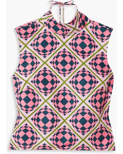 Maisie Wilen Tied Up Open-back Printed Shell Top - Pink