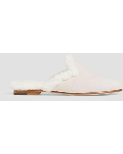 Manolo Blahnik Mariamu Shearling-lined Suede Slippers - White