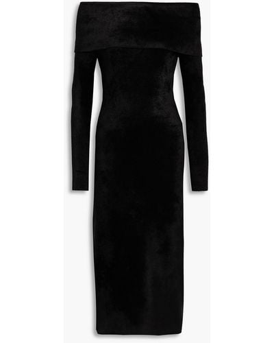 Altuzarra Off-the-shoulder Stretch-velvet Midi Dress - Black