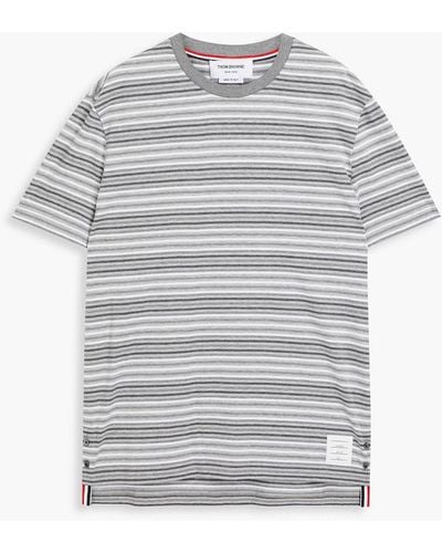 Thom Browne Striped Cotton-jersey T-shirt - Grey