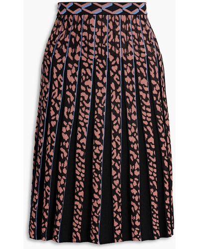 Diane von Furstenberg Pleated Jacquard-knit Skirt - Black