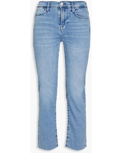 FRAME Le High Cropped High-rise Straight-leg Jeans - Blue