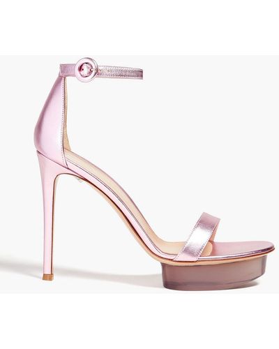 Gianvito Rossi Metallic Leather Platform Sandals - Pink